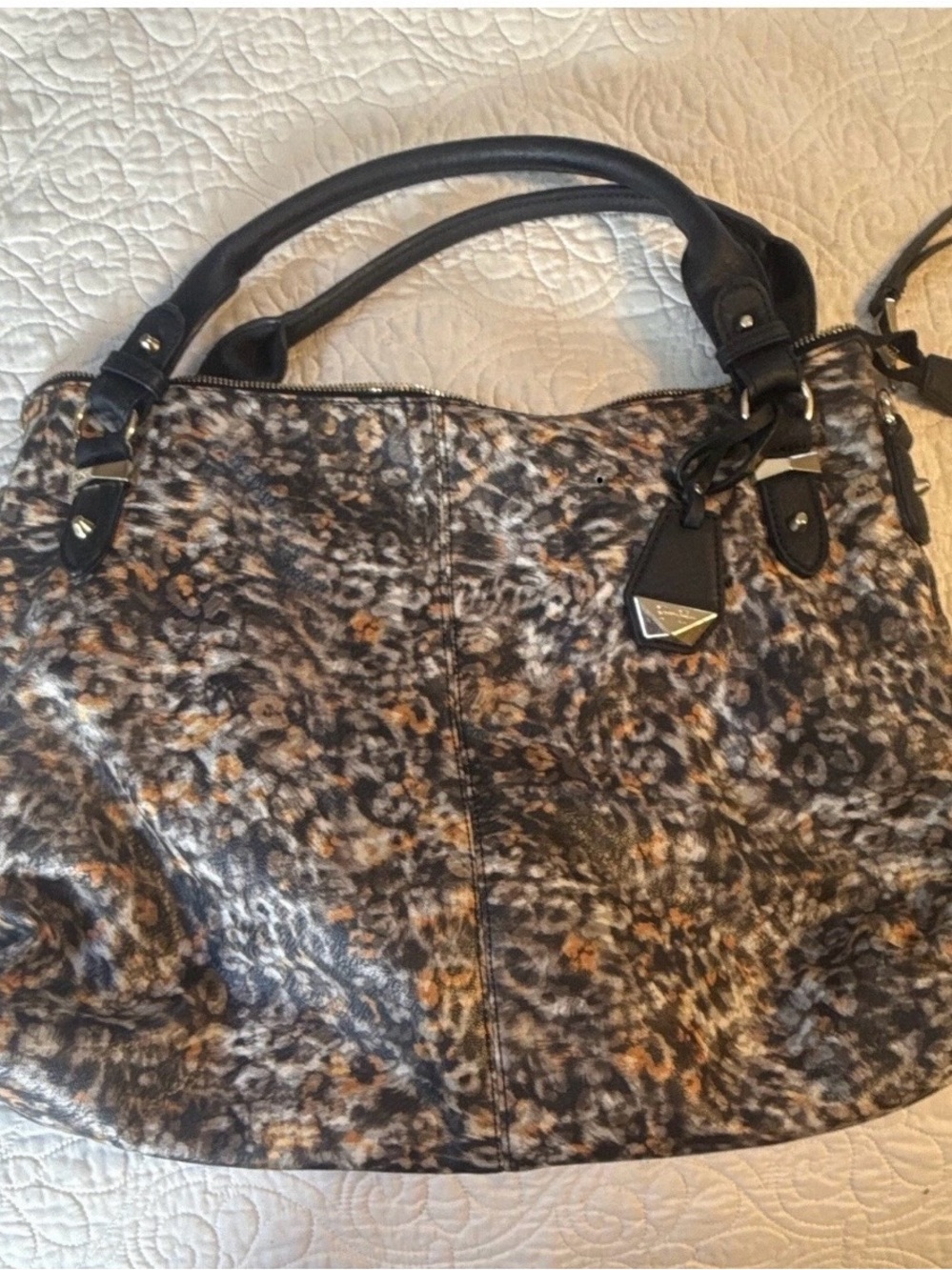 Jessica Simpson Leopard-Print Shoulder Bag with Black Handles